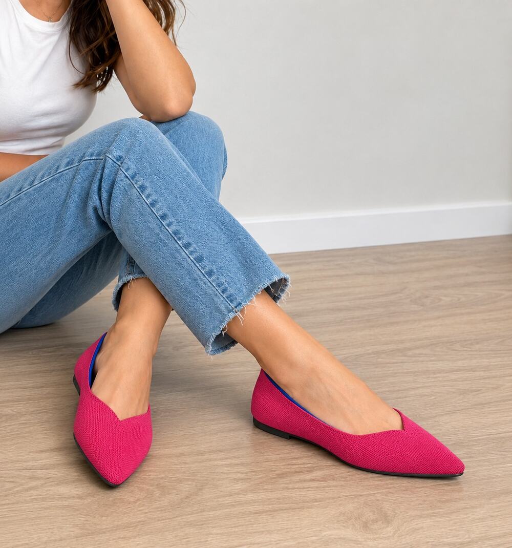 ROTHY'S The Point Ballet Flats in Retired Hot Pink Size 8.5